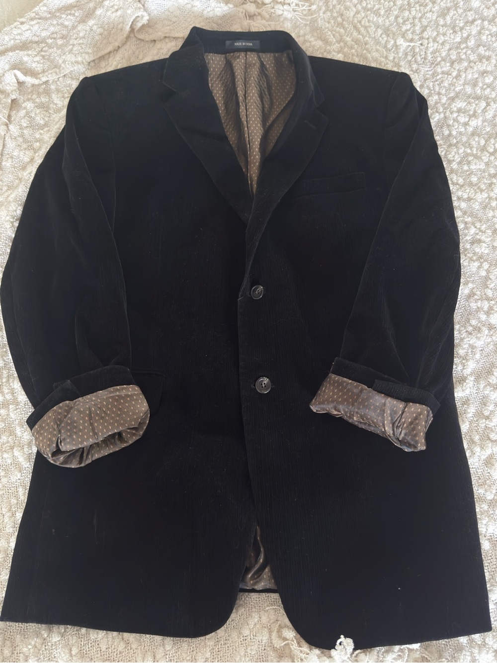 Ralph Lauren Black Corduroy Blazer with Contrasting Brown Lining
